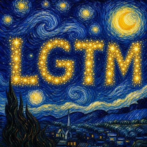 Van Gogh Starry Night style, swirling night sky with glowing stars and moon, bol