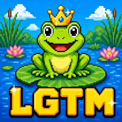8bit pixel art of a frog prince with a golden crown sitting on a lily pad