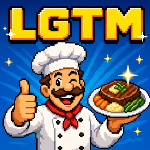 8bit pixel art of a chef proudly serving a perfect dish with a thumbs up
