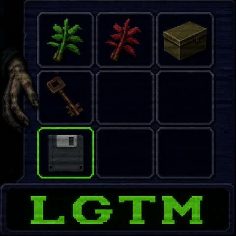 Screenshot of a 1996 PlayStation 1 survival horror game inventory screen: a dark