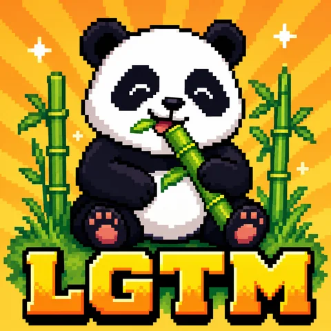 8bit pixel art of a panda happily eating bamboo with a content smile