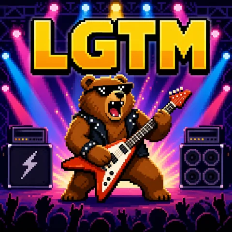 8bit pixel art of a bear rocking out on an electric guitar on stage