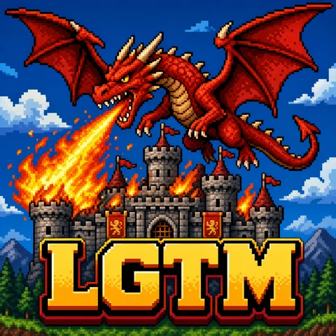 8bit pixel art of a red dragon breathing fire over a castle, retro RPG style